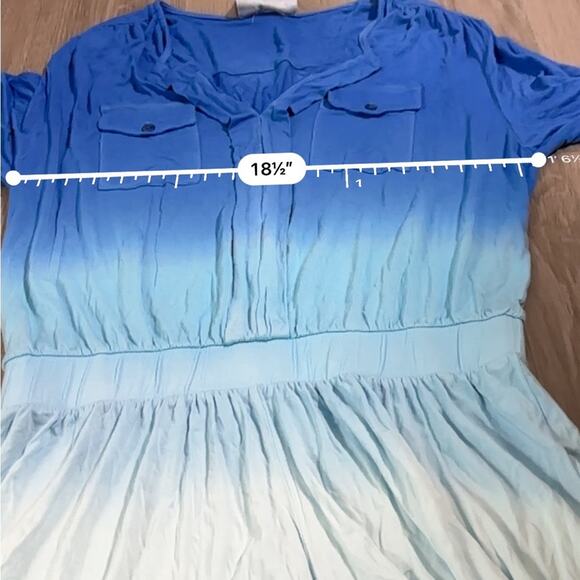 Young, Fabulous & Broke Blue Ombre 3/4 Roll Tab Sleeve Romper Size‎ M - Picture 12 of 13